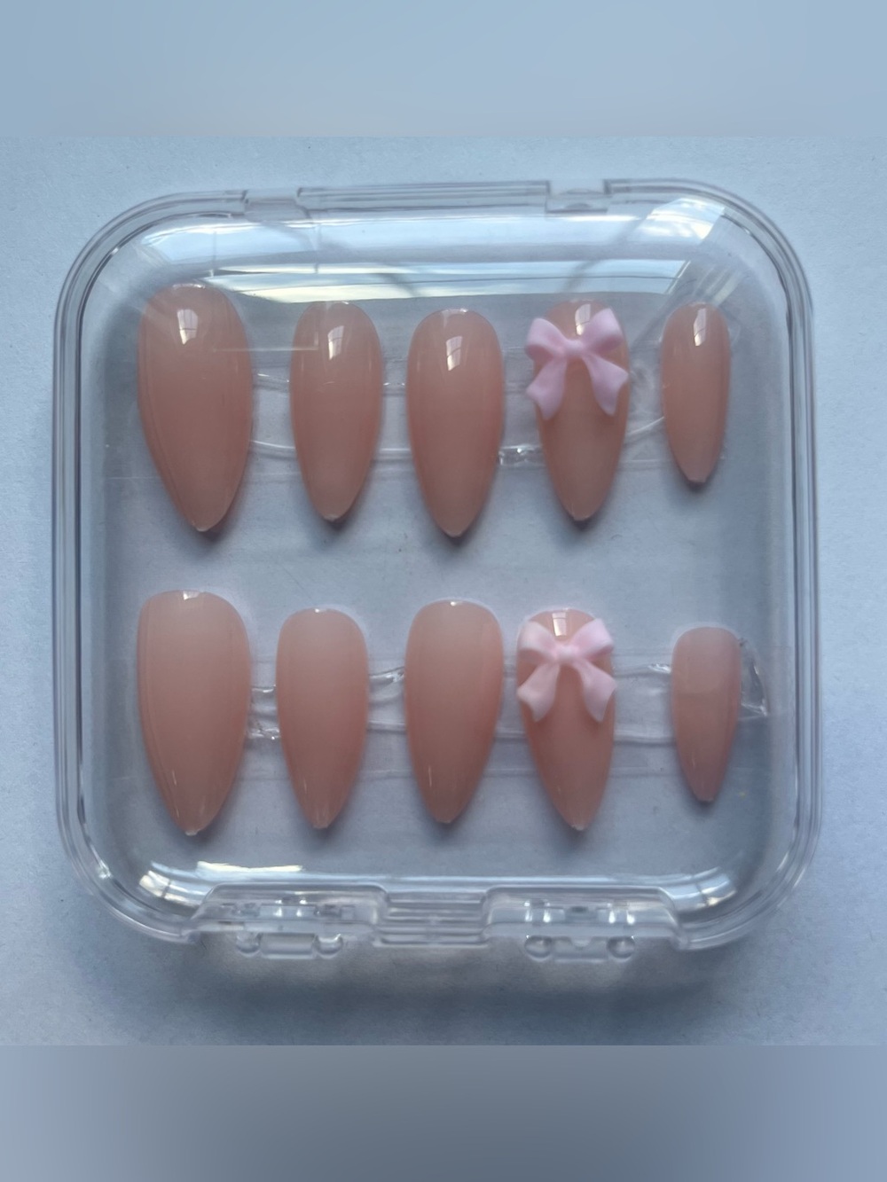 Stiletto Press-On Nails with 3D Pink Bow Accent